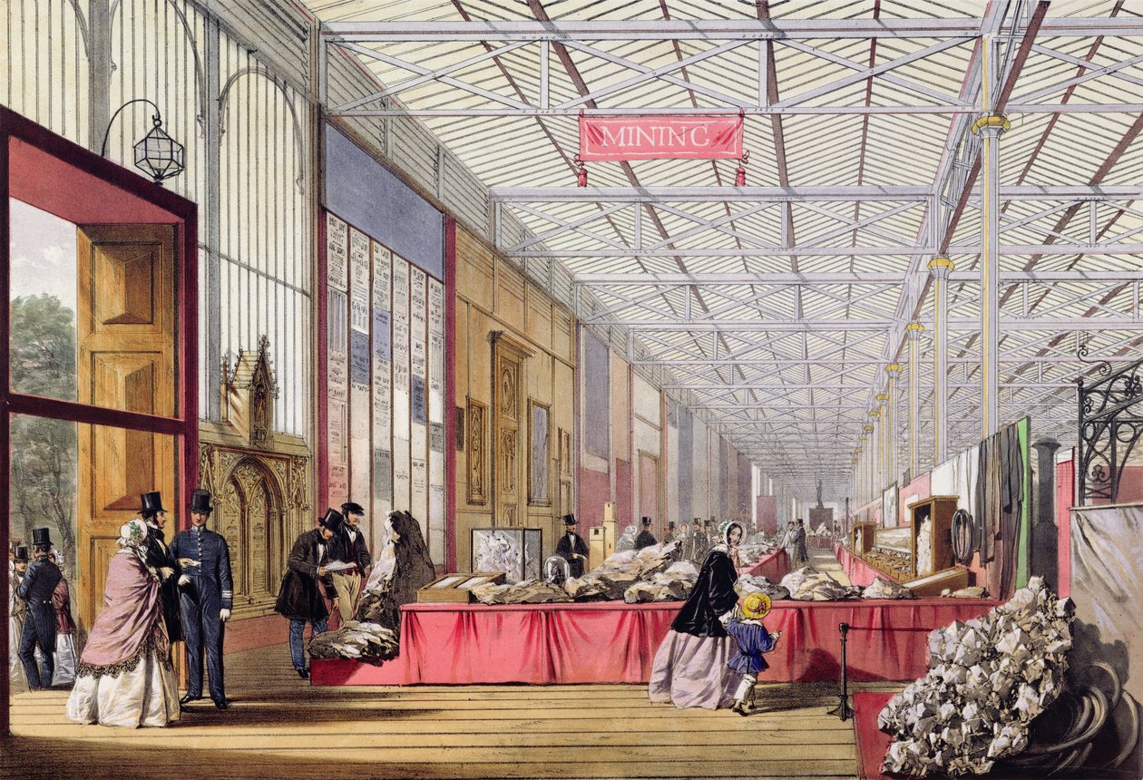 Minerals: Galleri som viser bergarter og krystaller på den store utstillingen i 1851, fra 