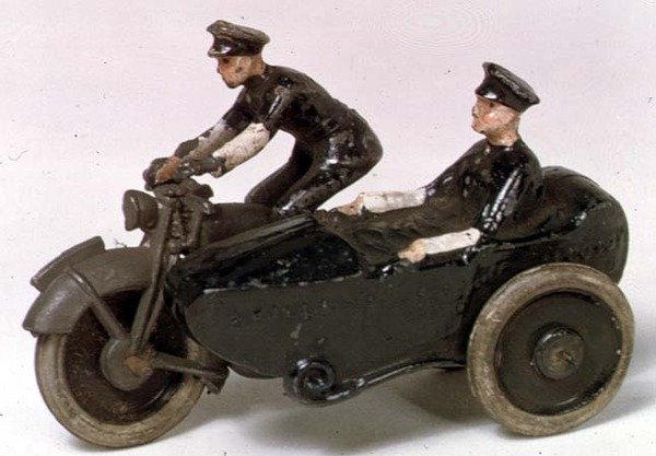Modell av motorsykkel av J.Hill & Co., ca. 1938 (lakkert metall) av English School
