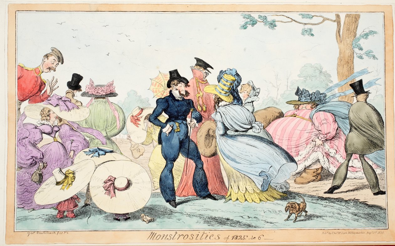 Monstrosities of 1825 & 6, pub. 1835 (håndfarget gravering) av English School