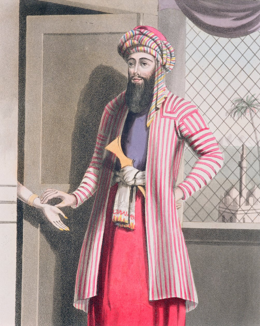 Muslimsk lege (syrisk) tar pulsen på kvinnens pasient, 1820-tallet av English School