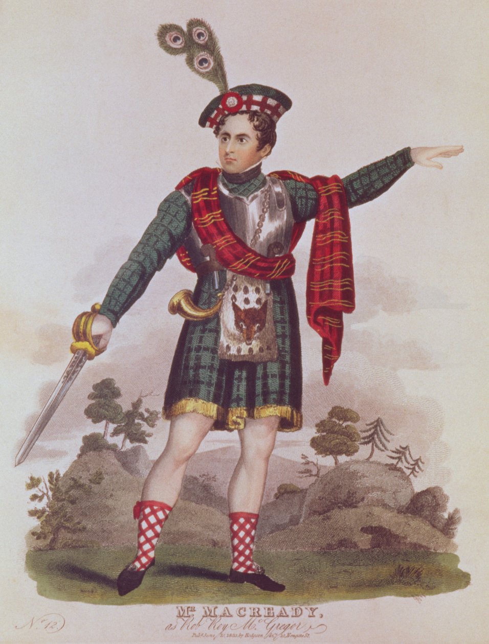 Mr. Macready i rollen som Rob Roy Macgregor fra en dramatisering av romanen 