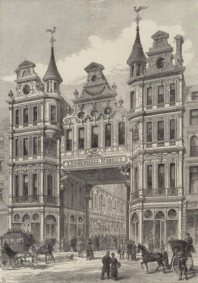New Leadenhall Market, fra The Illustrated London News, 24. desember 1881 av English School