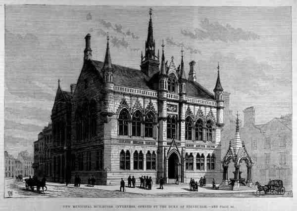 Nye kommunale bygninger, Inverness: Åpnet av hertugen av Edinburgh, fra The Illustrated London News, 28. januar 1882 av English School