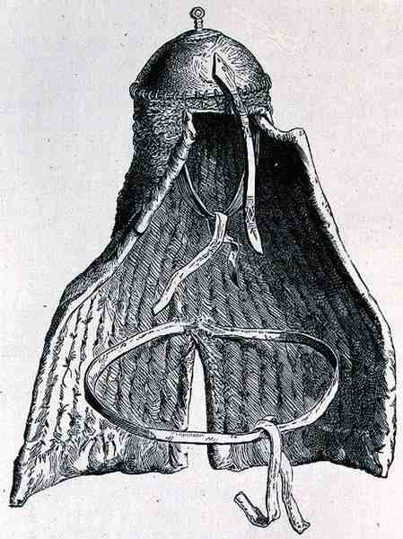 Nubian hjelm, fra The History of Mankind, Vol. III, av Prof. Friedrich Rayzel, 1898 av English School