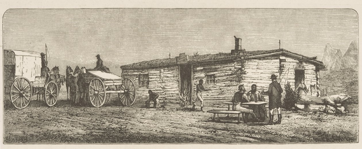 Old Post Station on the Prairie, nær Denver, ca. 1870, fra 