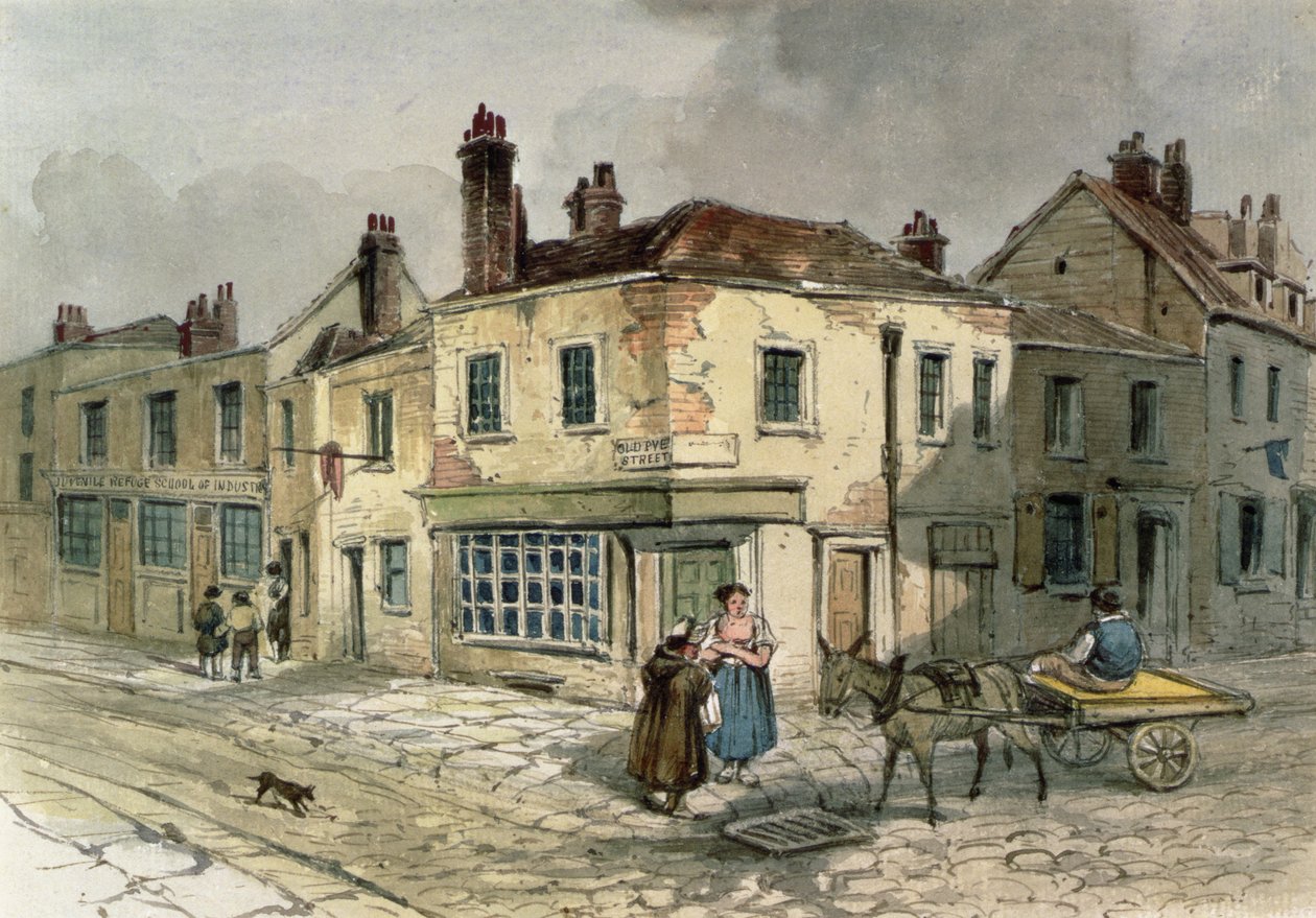 Old Pye Street, Westminster, 1849 (wc på papir) av English School