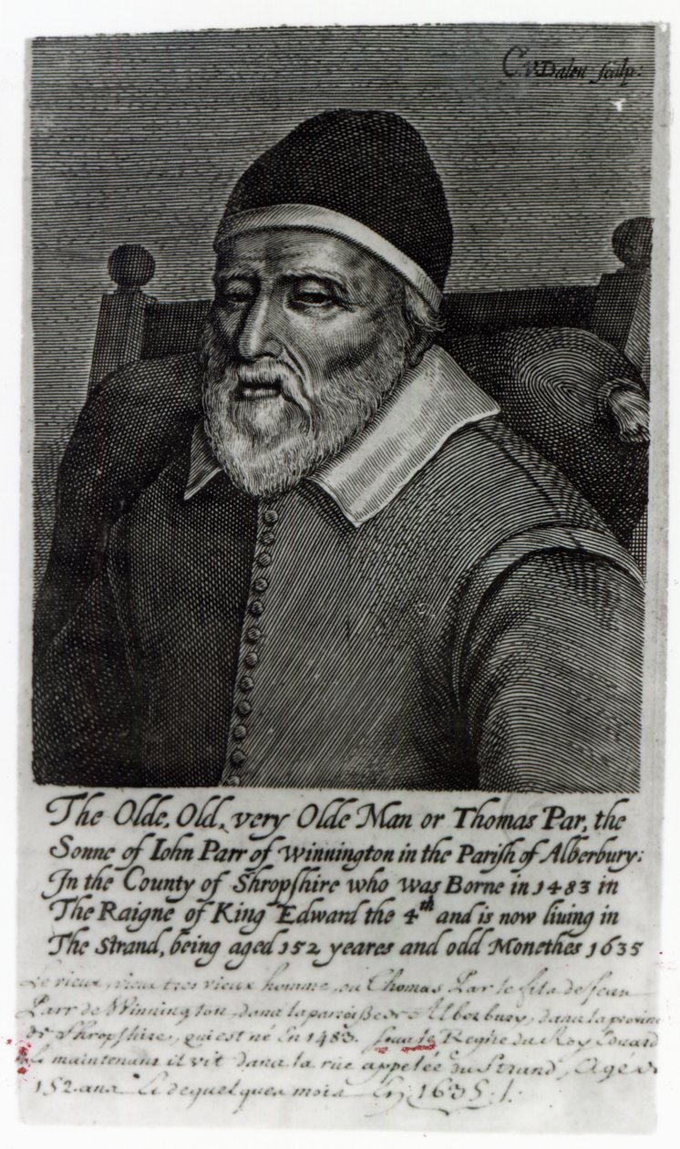 Gamle Tom Parr, 1635 av English School