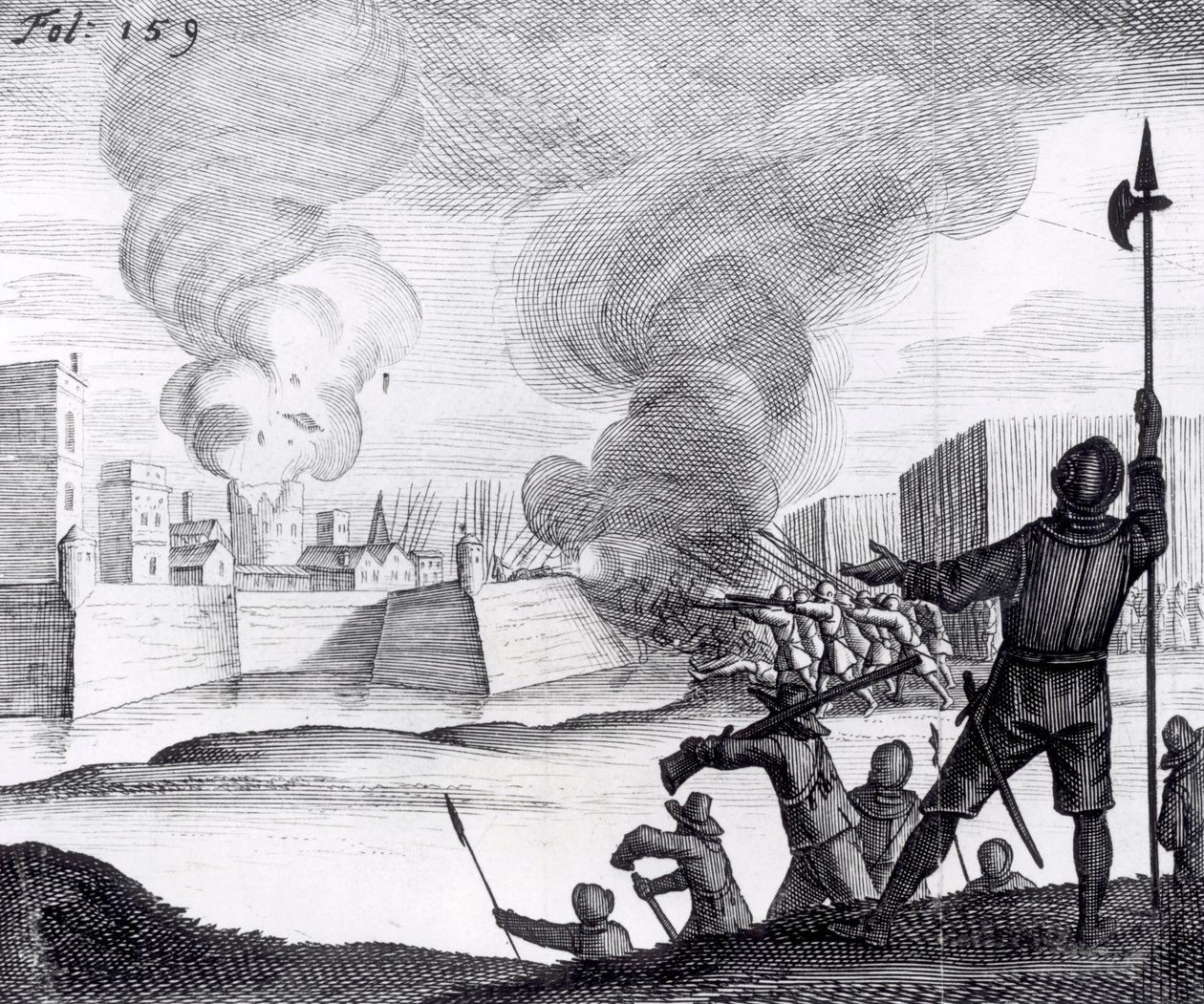 Oliver Cromwell beleirer Drogheda i 1649-50 av English School