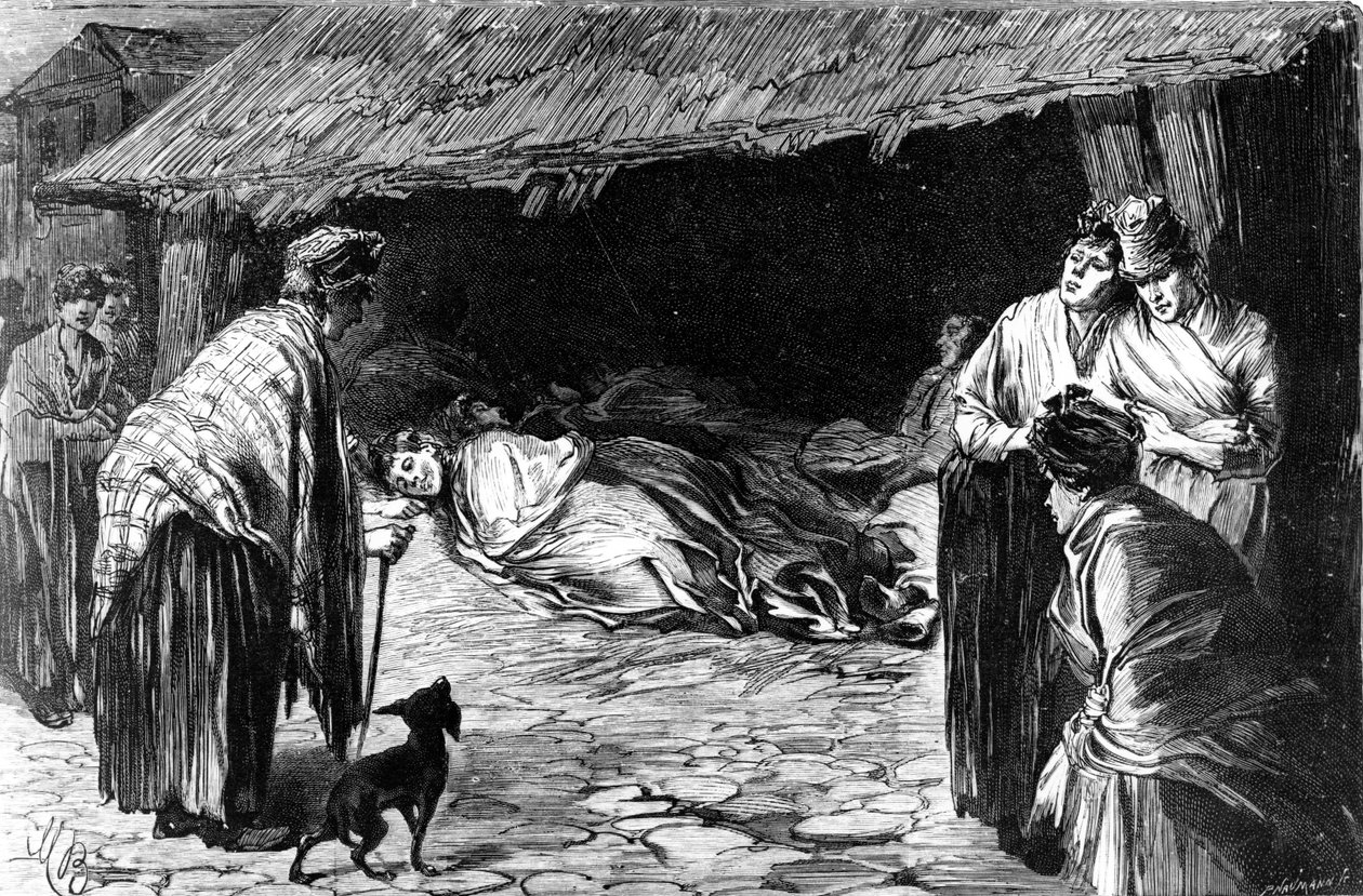 Utstøtte som sover i skur i Whitechapel, 1888 av English School