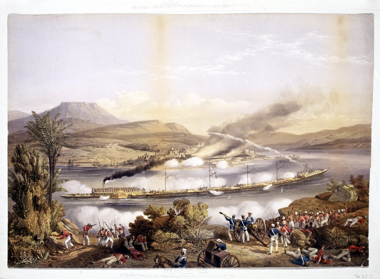 Rådamper og lektere, fra System of Indian River Navigation av John Bourned, 1858 av English School