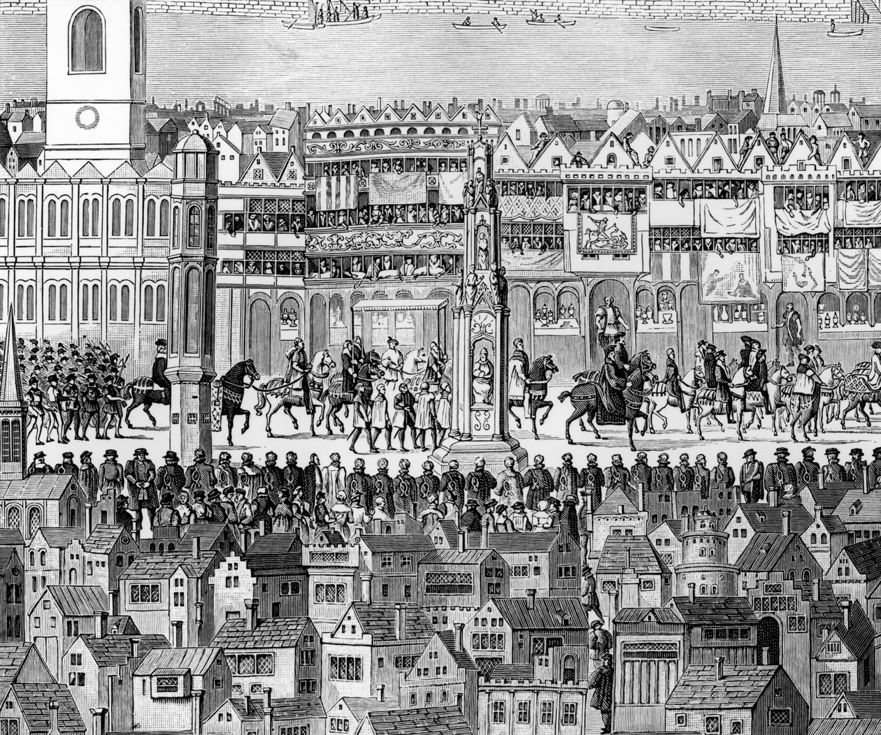 En del av kroningsprosesjonen til Edward VI (1537-53), 19. februar 1547 (se 2916) av English School