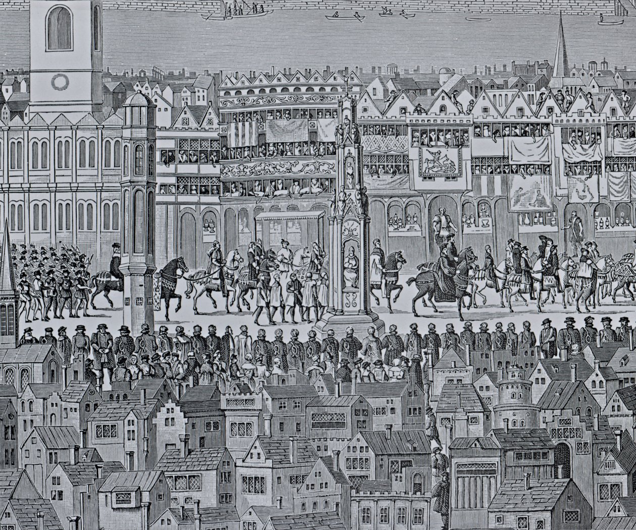 En del av kroningsprosesjonen til Edward VI, 1547 av English School