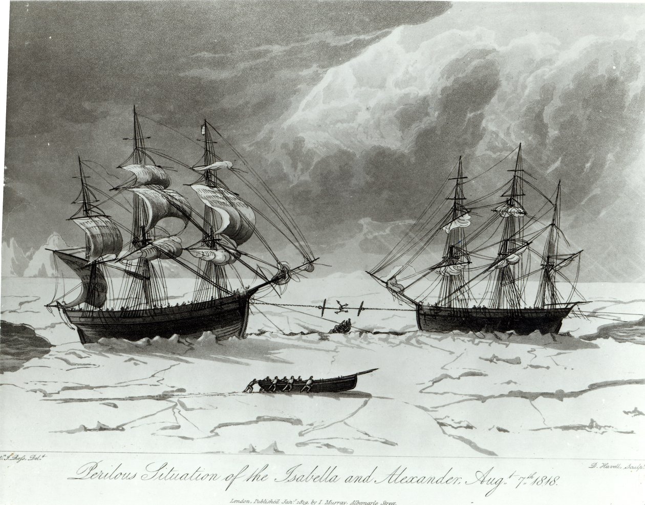 Farlig situasjon for Isabella og Alexander, 7. august 1819 av English School