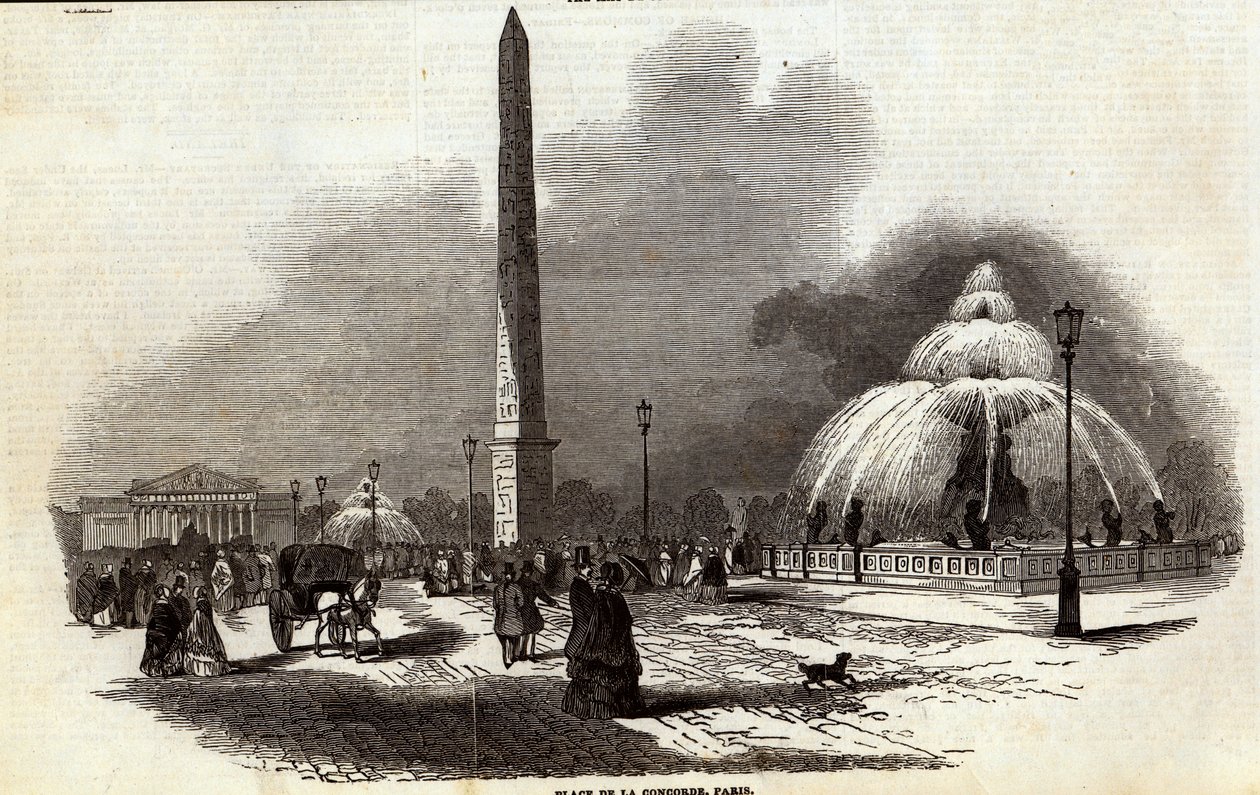 Place de la Concorde, Paris, fra The Illustrated London News, 2. august 1845 av English School