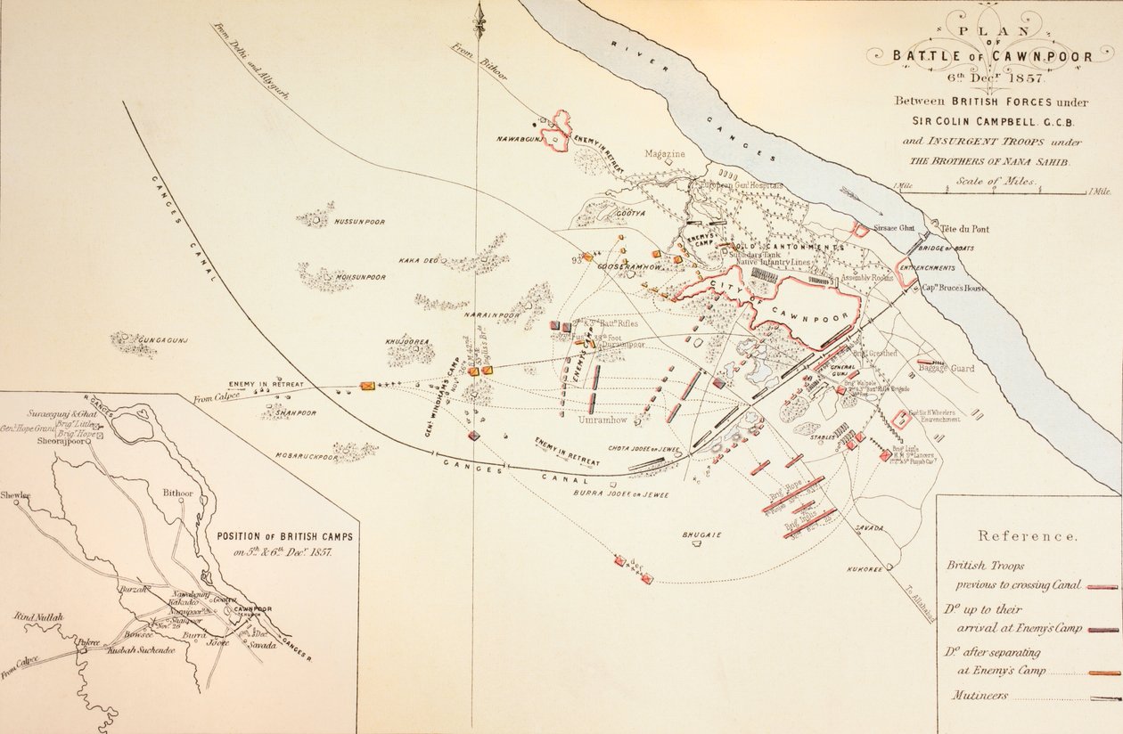 Plan for slaget ved CawnPore, 1883 av English School