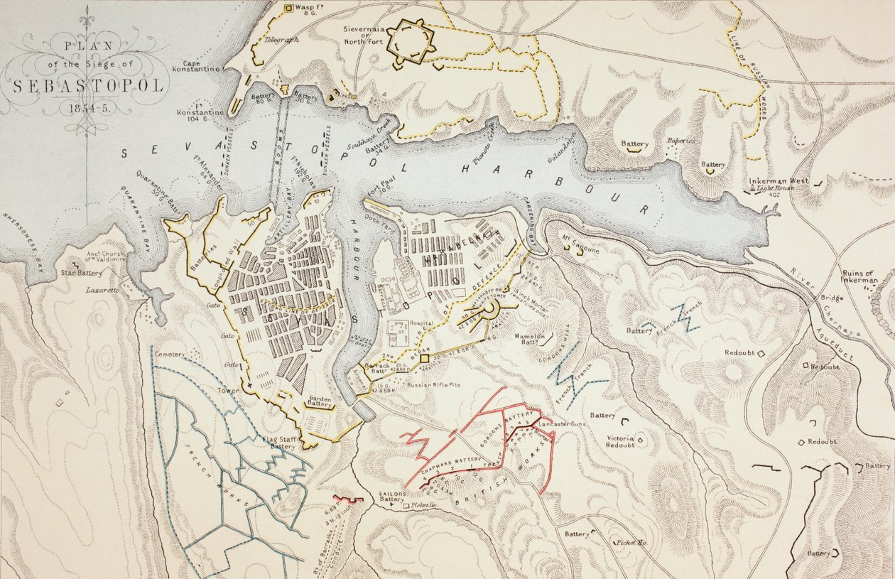Plan for beleiringen av Sebastopol, 1883 av English School