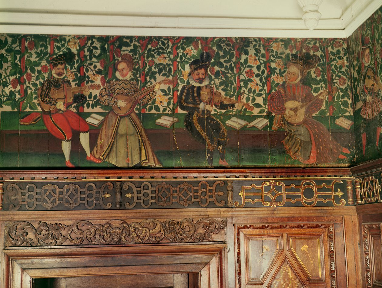 Del av den malte freisen i det store kammeret, ca. 1575-85 av English School