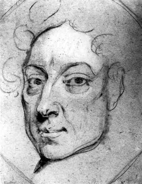 Portrett av Alexander Pope (1688-1744) (kull på papir) av English School