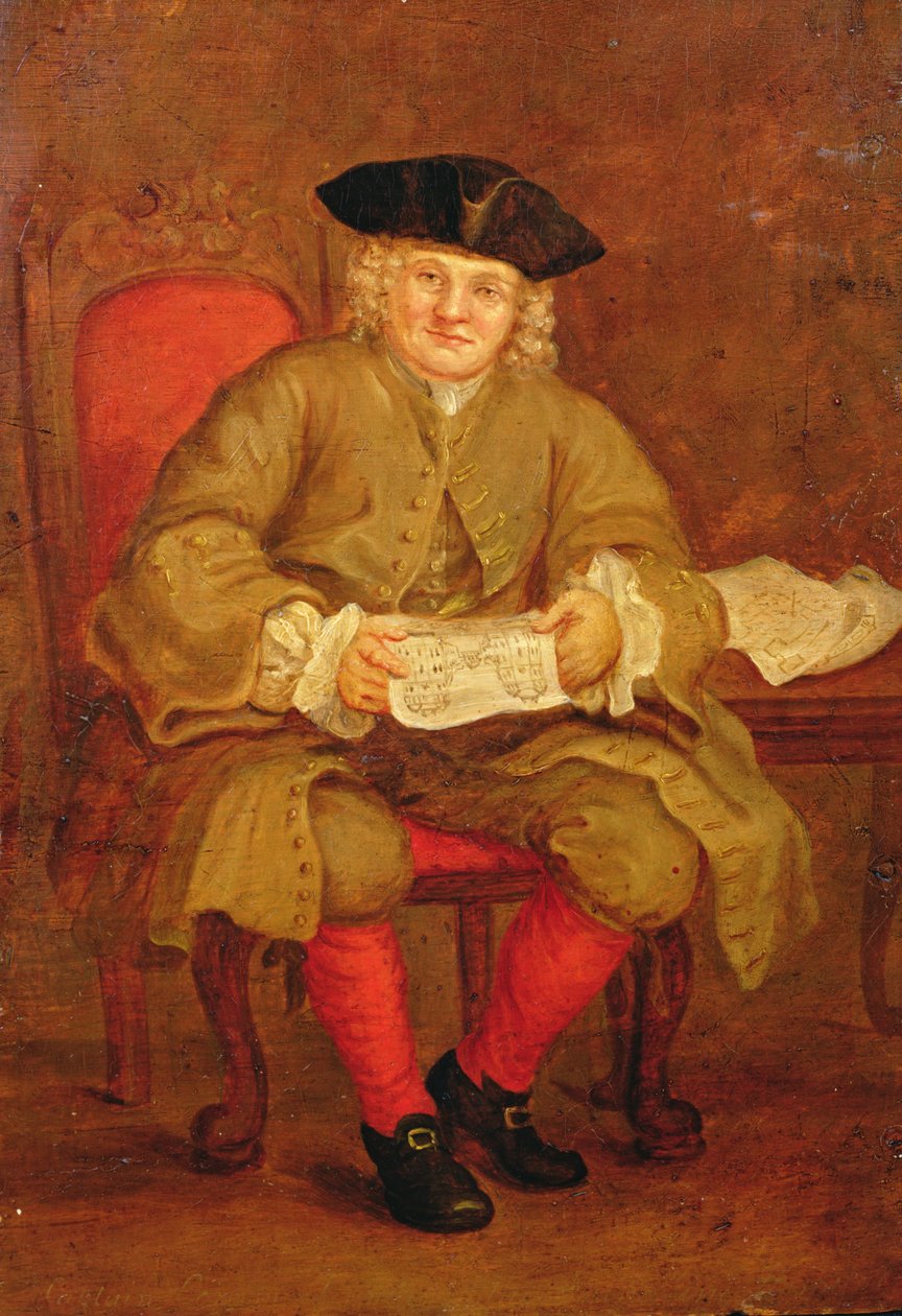 Portrett av kaptein Coram (olje på papir) av English School