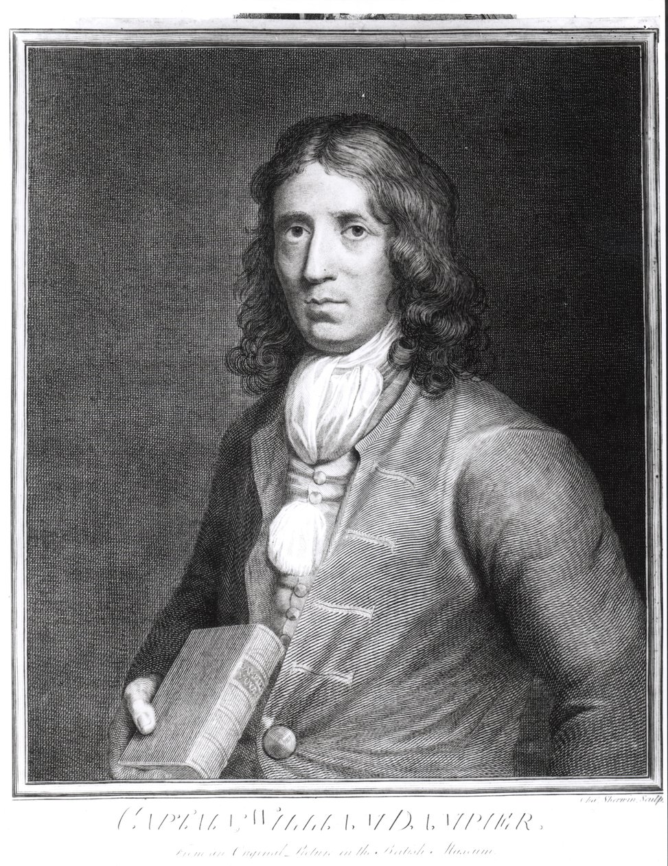 Portrett av kaptein William Dampier (1652-1715) gravert av Sherwin av English School