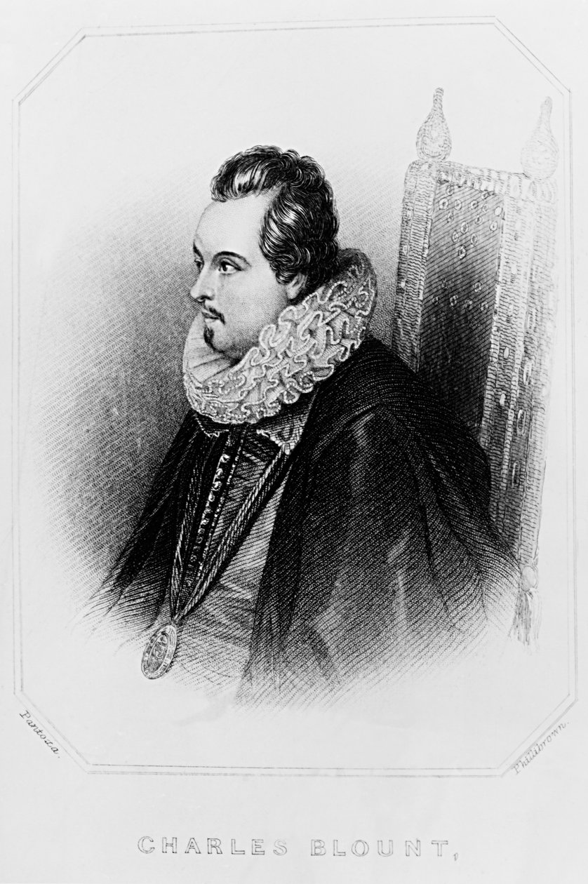 Portrett av Charles Blount (ca. 1562-1606) 8. jarl av Devonshire, fra 'Lodge's British Portraits', 1823 av English School