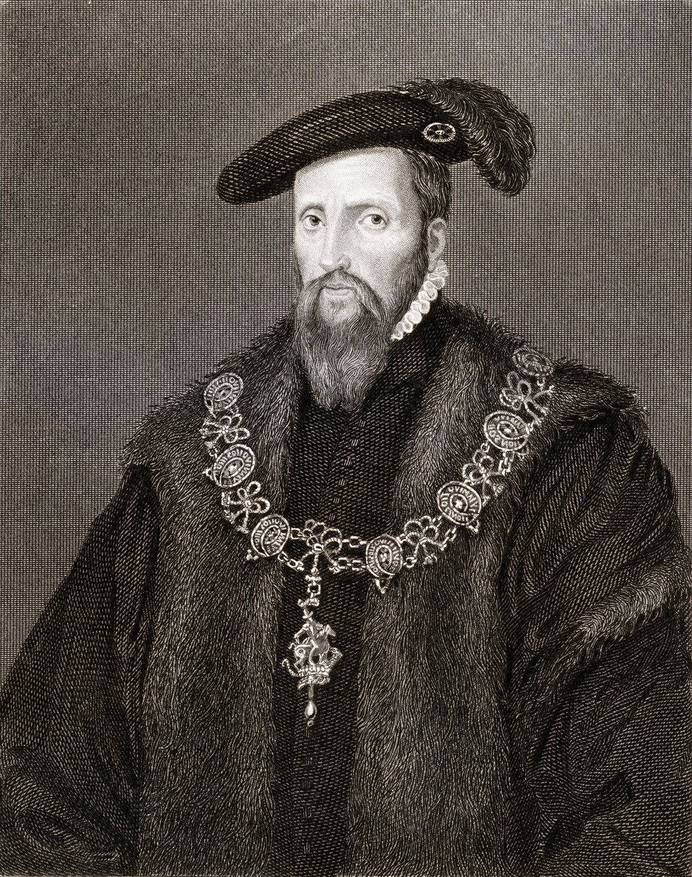 Portrett av Edward Seymour (ca. 1500-52) 1. hertug av Somerset, fra 'Lodge's British Portraits', 1823 av English School