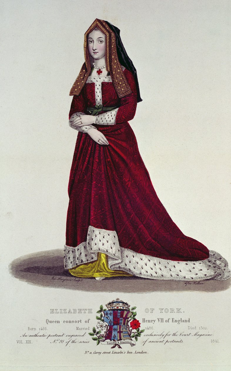 Portrett av Elizabeth av York, 1841 (fargegravering) av English School