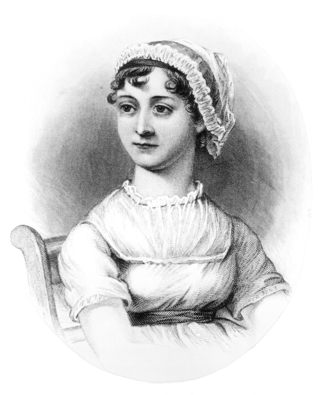 Portrett av Jane Austen (1775-1817) av English School