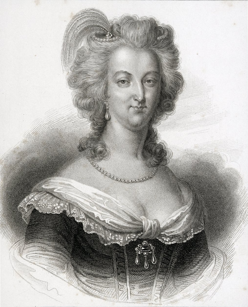 Portrett av Marie-Antoinette (1755-93) av English School