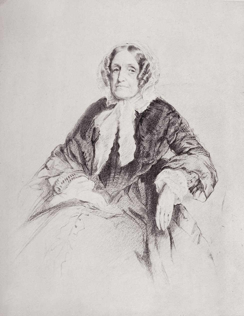 Portrett av fru Jane Marcet (1769-1858) av English School