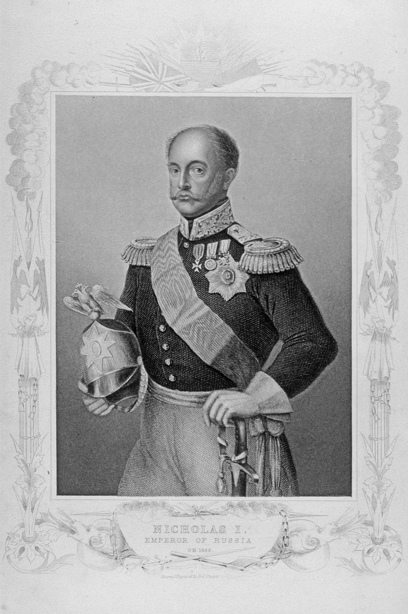Portrett av Nicholas I, keiser av Russland (1796-1855) av English School
