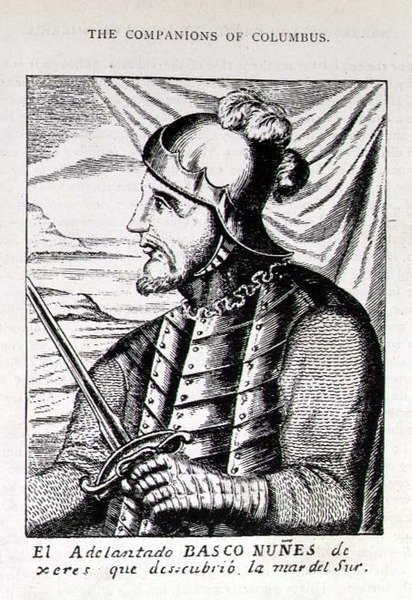 Portrett av Pedro Nunes (1502-78) fra Xeres, som oppdaget Sørhavet, fra The Narrative and Critical History of America, redigert av Jusing Winsor, London, 1886 av English School