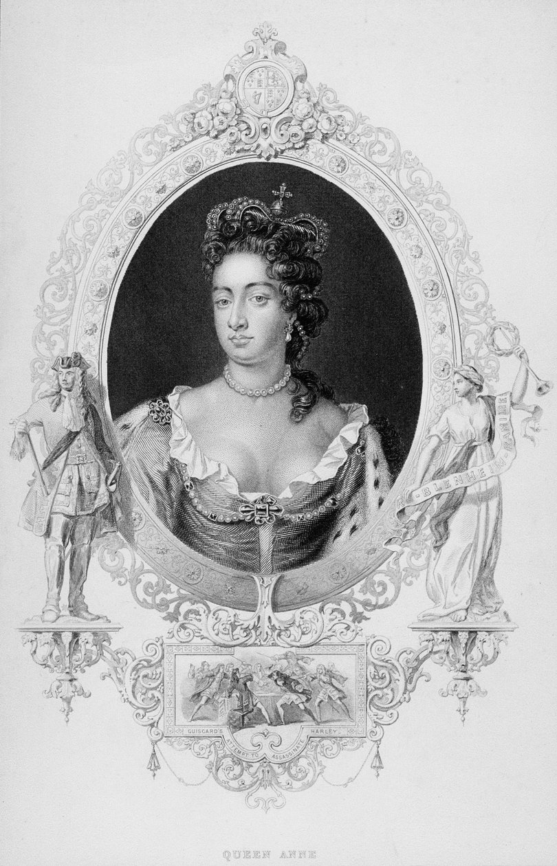 Portrett av dronning Anne (1665-1714) av English School