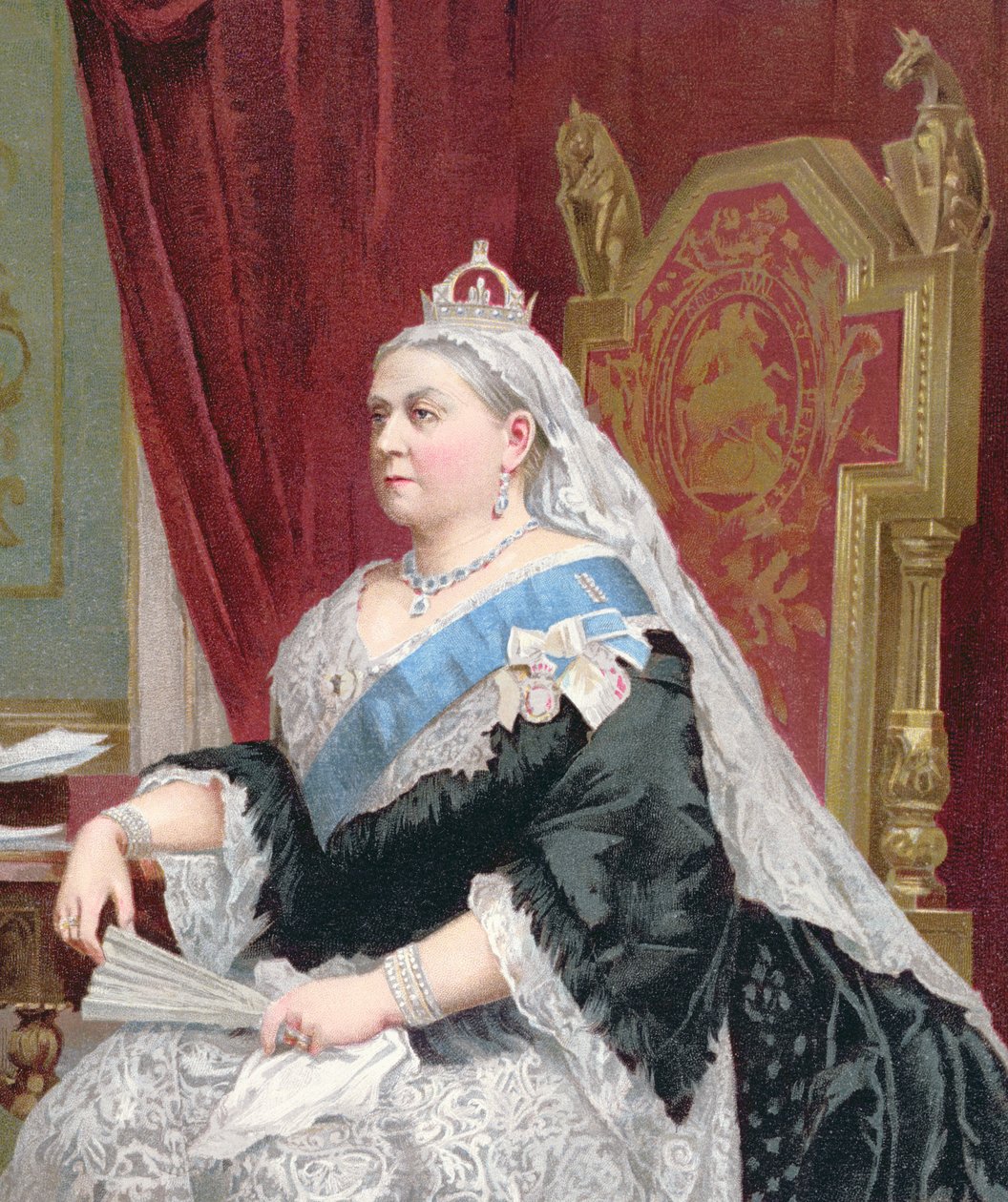 Portrett av dronning Victoria (1819-1901) på tidspunktet for hennes gylne jubileum i 1887, 1887 (detalj av 148853) av English School