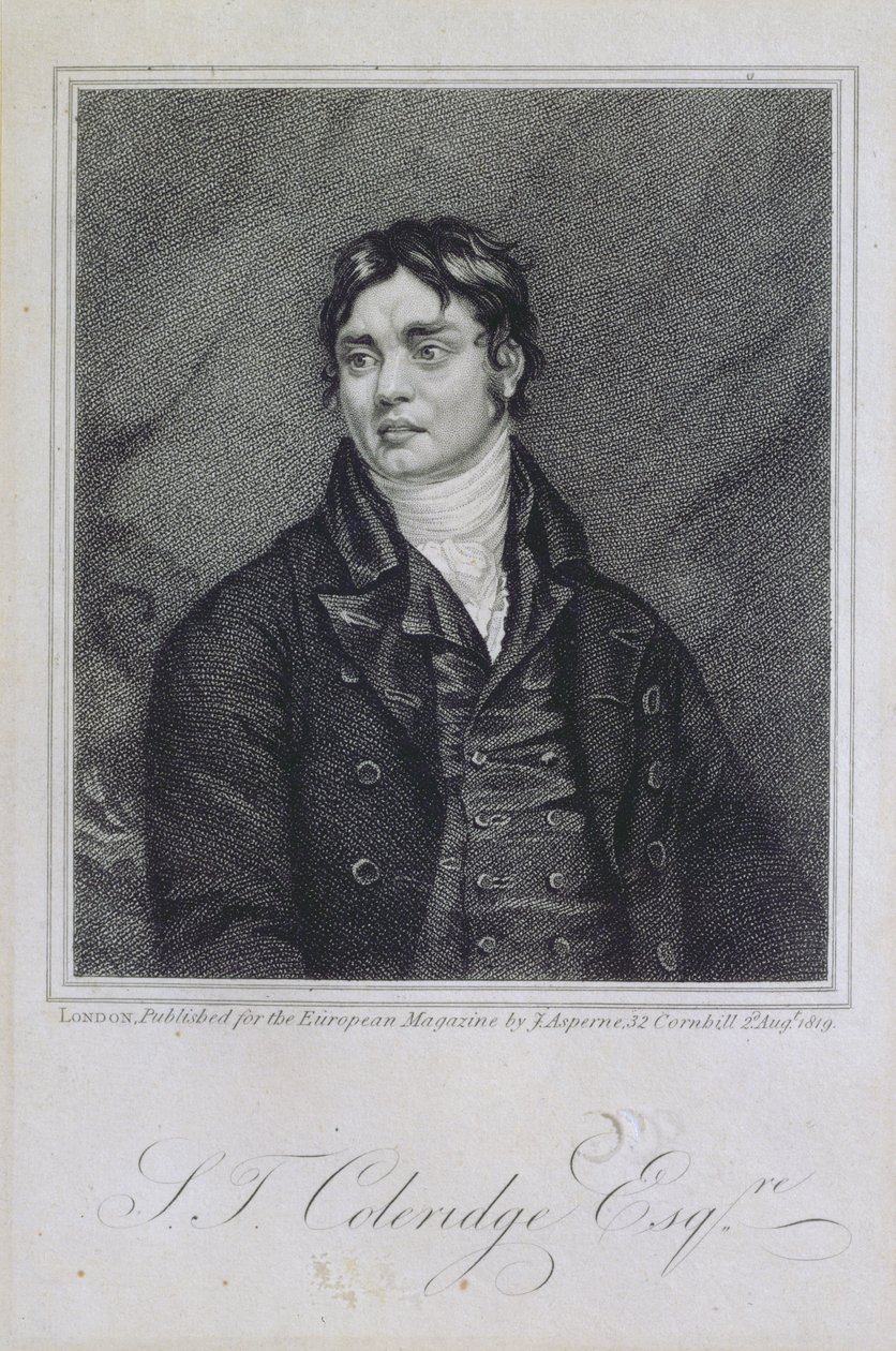 Portrett av Samuel Taylor Coleridge (1772-1834) utgitt i 1819 av English School