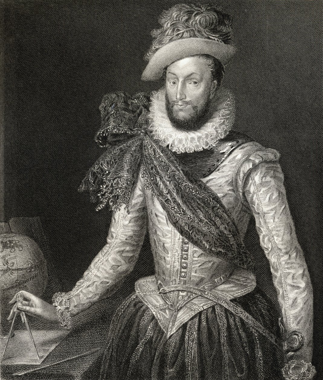 Portrett av Sir Walter Raleigh (1554-1618) fra 
