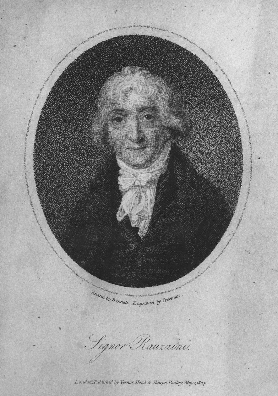 Portrett av Venanzio Rauzzini (1746-1810) gravert av Samuel Freeman (1773-1857) av English School