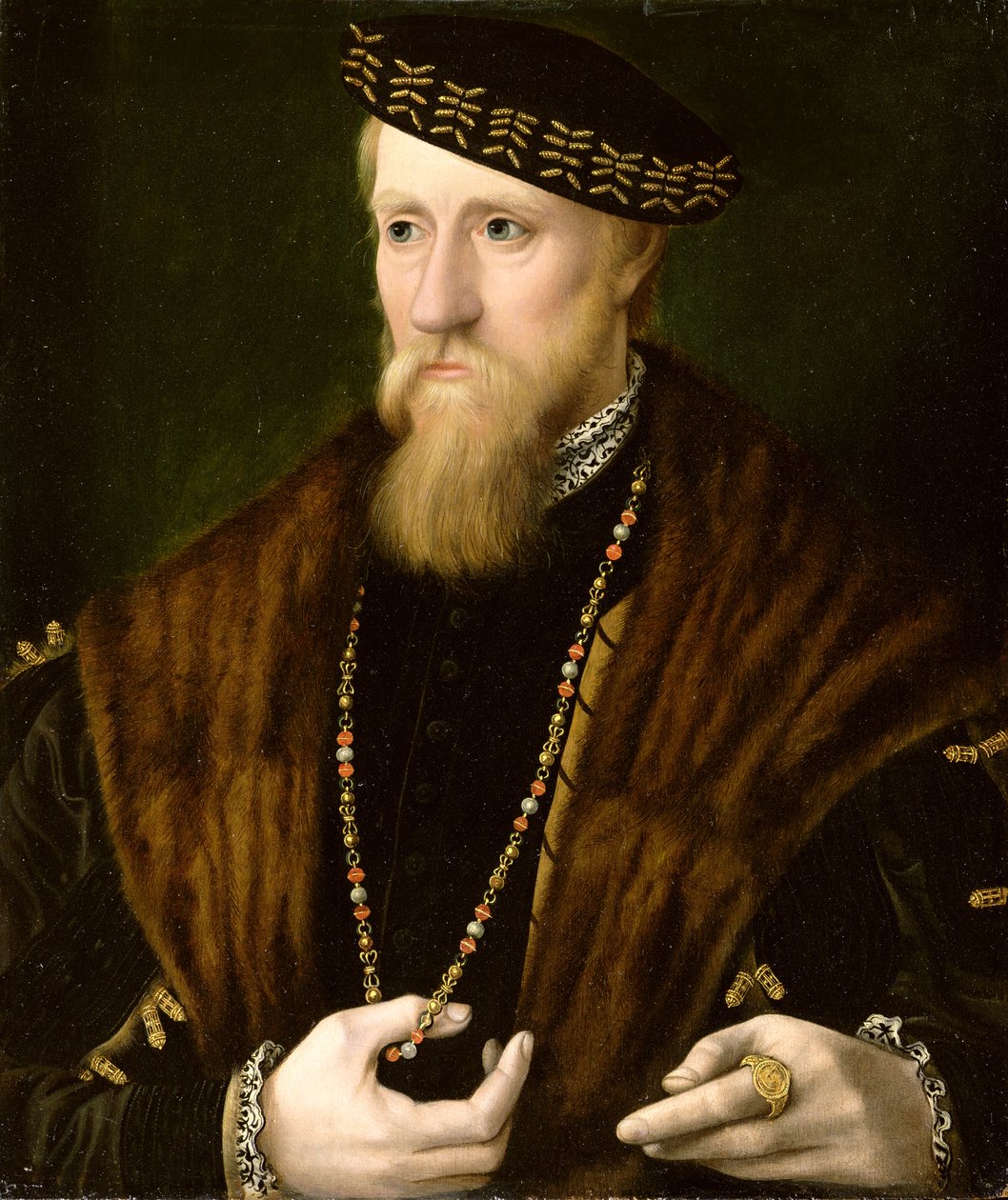Portrett av en gentleman, tradisjonelt antatt å være Edward Seymour, 1. jarl av Hertford og hertug av Somerset (ca. 1506-52) (panel) av English School