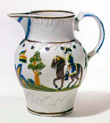 Prattware kanne og tebeholder, ca. 1790-95 (keramikk) av English School
