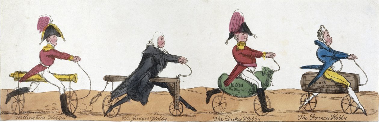 Profesjonelle menn som rir på hobbyhester, ca. 1820 av English School