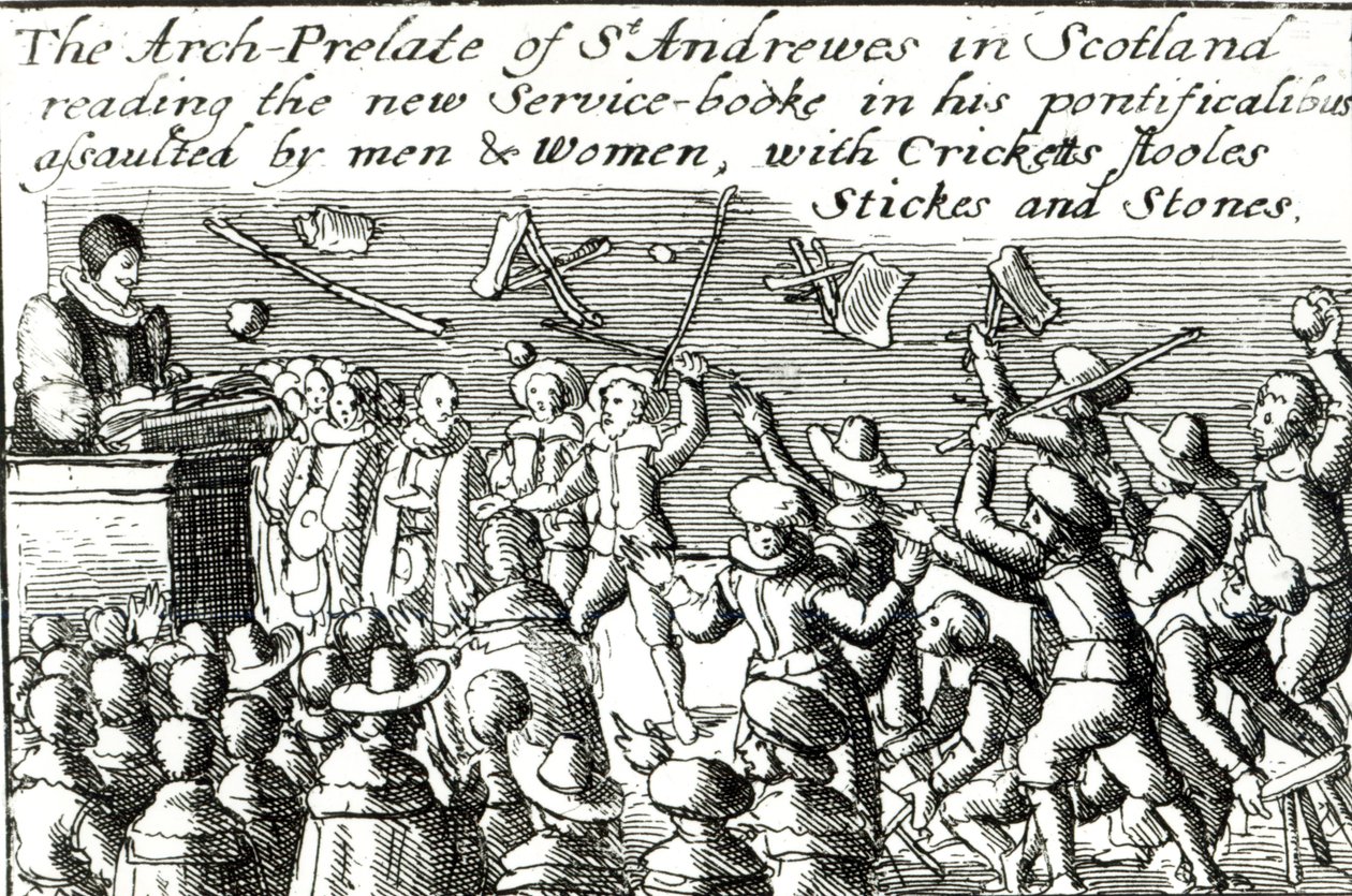 Demonstranter i Edinburgh, 1637 av English School