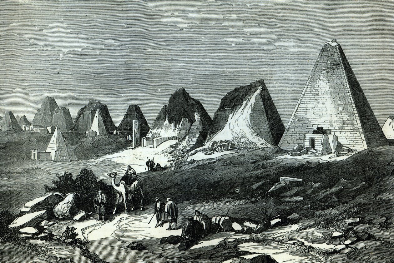 Pyramids of Meroe, on the Nile (General Gordons rute), fra 