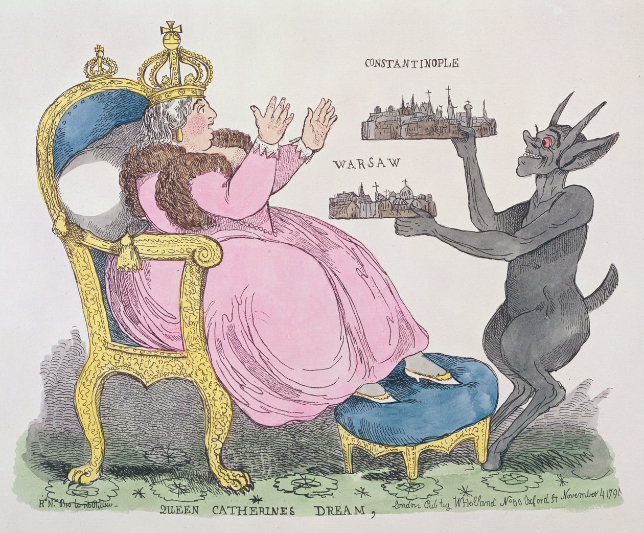 Dronning Catherines drøm, 1791 (fargetsning) av English School