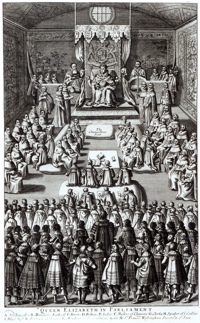 Dronning Elizabeth I (1533-1603) og parlamentet av English School