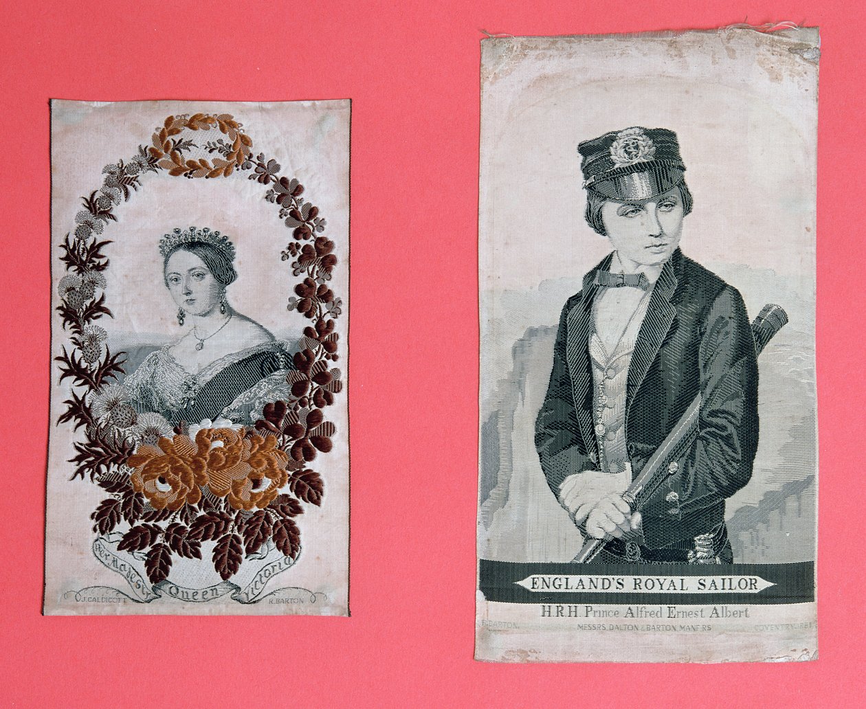 Dronning Victoria og Prins Albert bokmerker (stevengraph) av English School