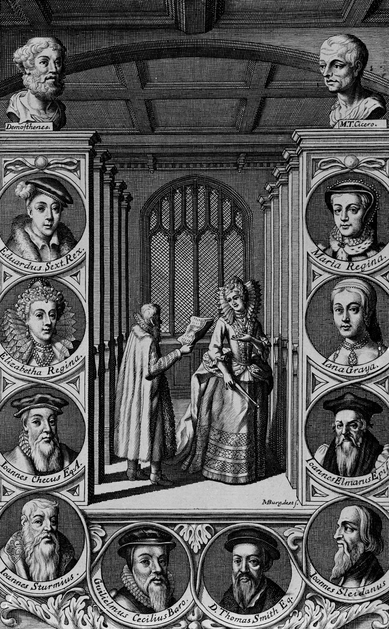 Leser et brev til dronning Elizabeth I av English School