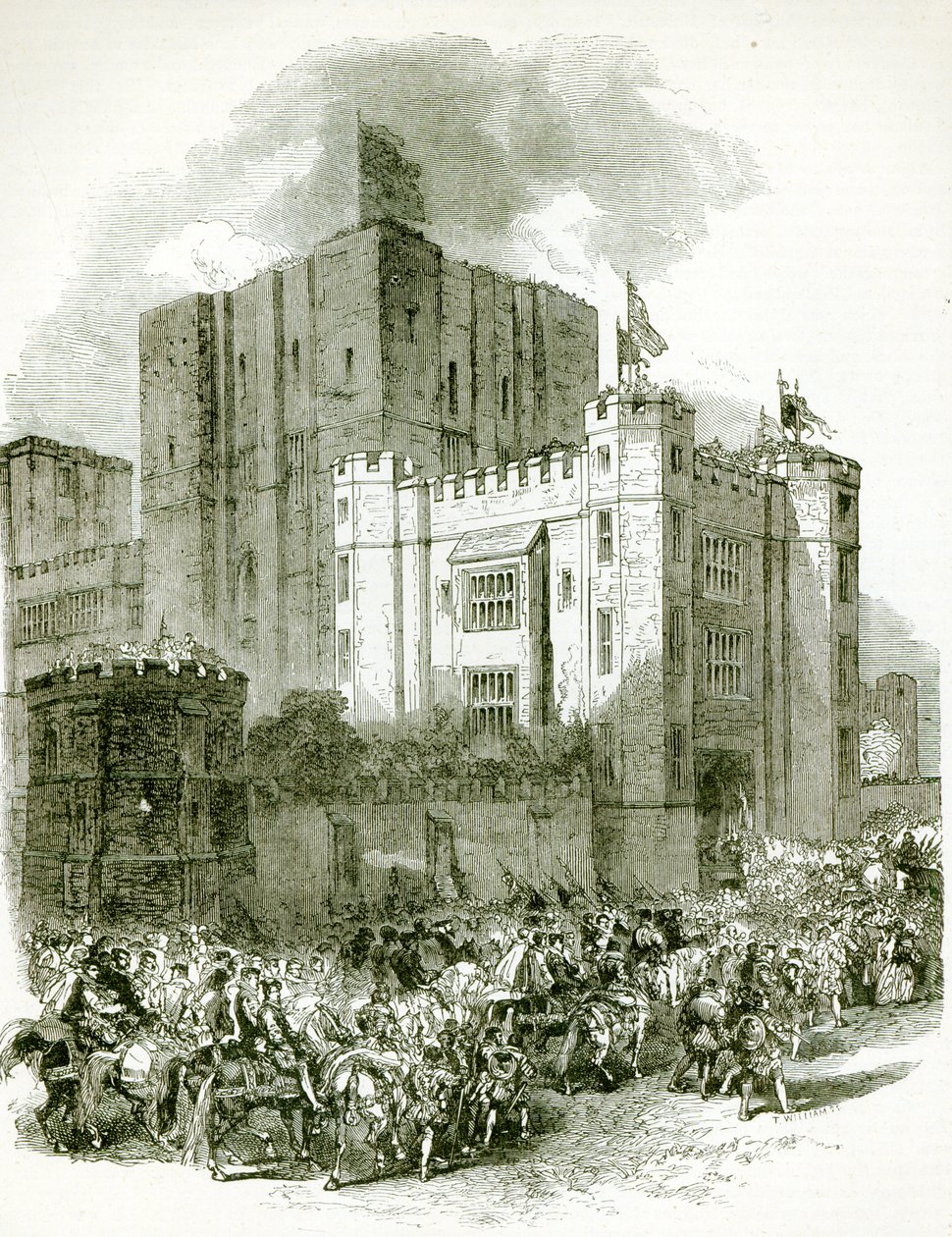 Mottakelse av dronning Elizabeth på Kenilworth Castle av English School
