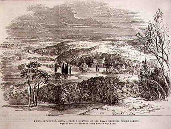 Reinhardsbrunn, Gotha, fra en tegning av Hans Kongelige Høyhet Prins Albert, fra The Illustrated London News, 19. juni 1886 av English School