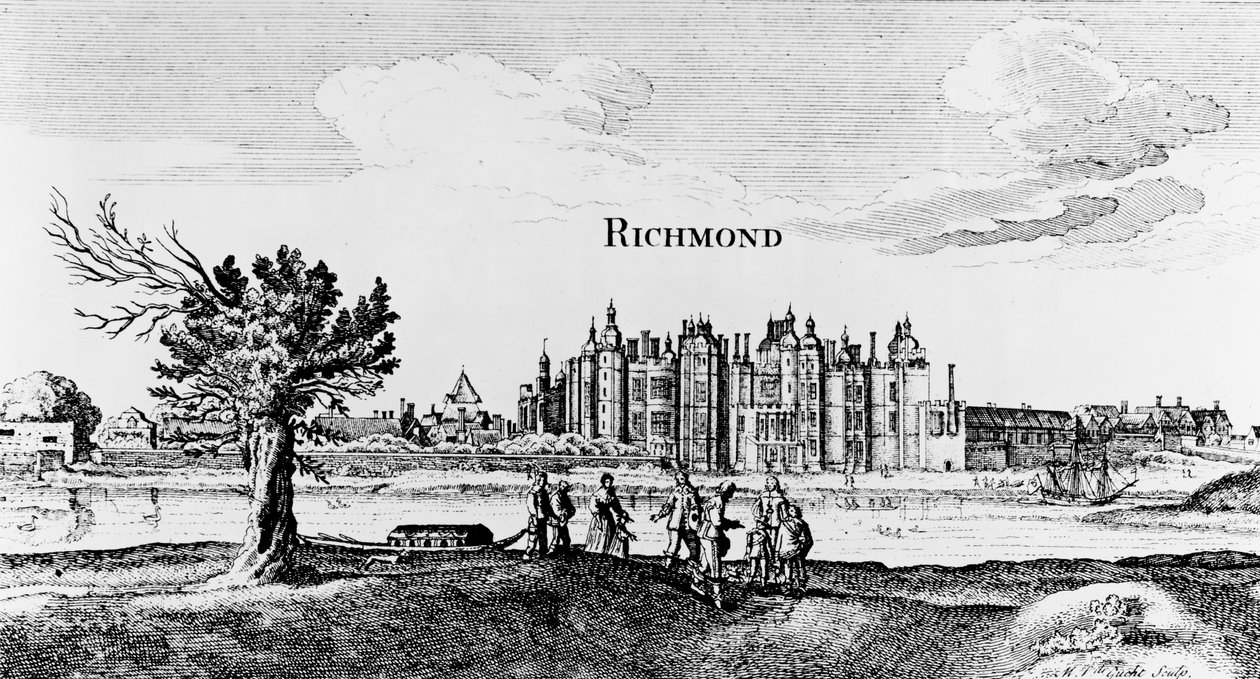 Richmond Palace, gravert av Michiel van der Gucht (1660-1725) av English School