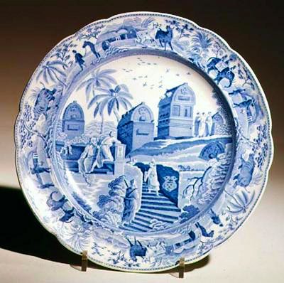 Rogers blå og hvit plate, ca. 1815 (keramikk) av English School